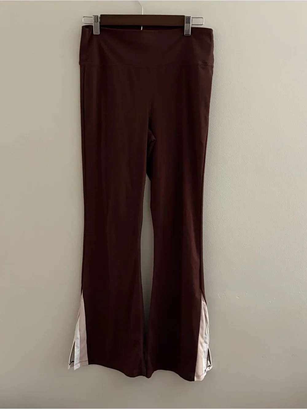 Wilo The Label Large Stretch Flare Leg Leggings Brown Casual Pull On Pants N7